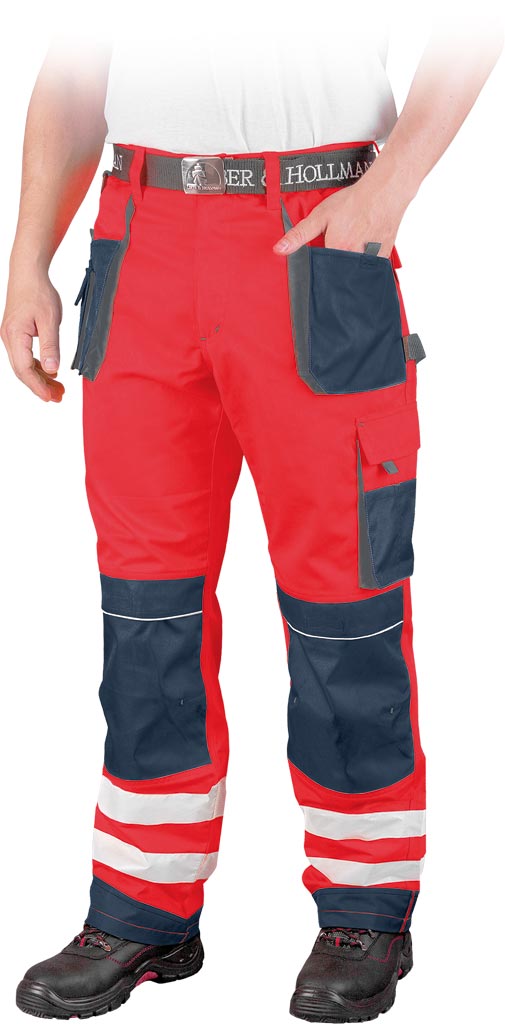 Arbeitshose Warnschutzhose Warnschutz Bundhose von Dassy Phoenix grau/rot 